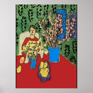 Nancy at Table with Flower, Matisse Style Poster