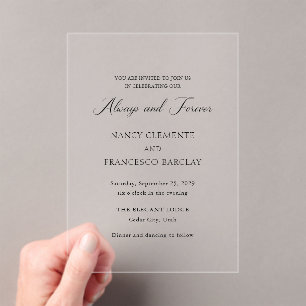 Nancy Black and White Modern Wedding Acryleinladungen