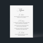 Nancy Black and White Modern Wedding Menükarte<br><div class="desc">Traditionelle Hochzeitsmenüs mit einfachem Design mit "Menu" in moderner Typografie.</div>