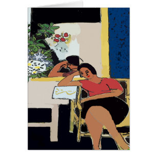 Nancy mit Handy Abstrakt, Matisse Stil,