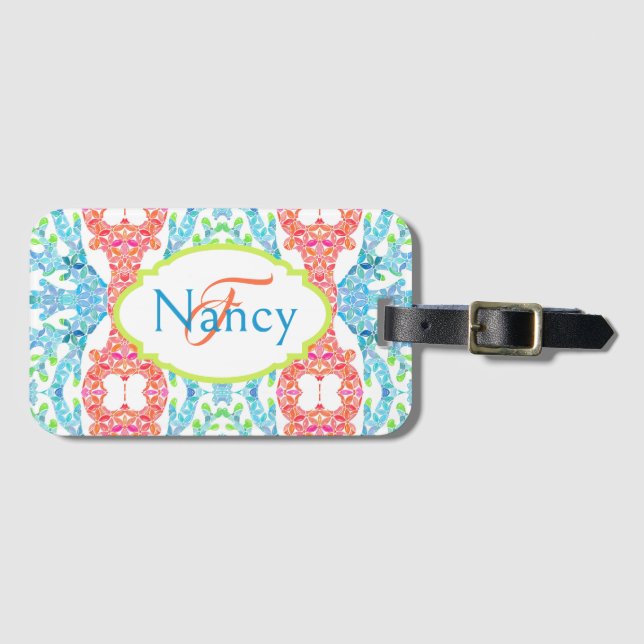 Nancy Mosaic Luggage Tag Gepäckanhänger (Vorderseite (Horizontal))