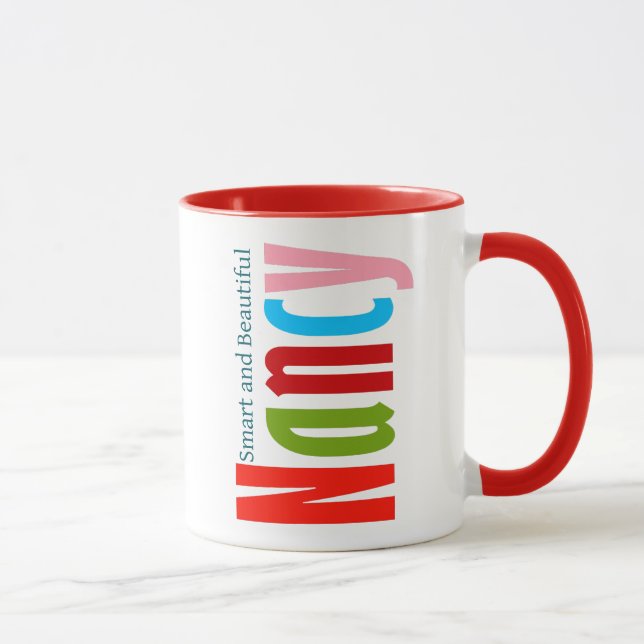 "Nancy" Name in lebendiger Spaß und farbenfroher S Tasse (Rechts)
