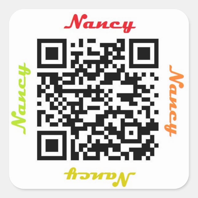 Nancy QR Code Personalisiert NAME Aufkleber (Vorderseite)