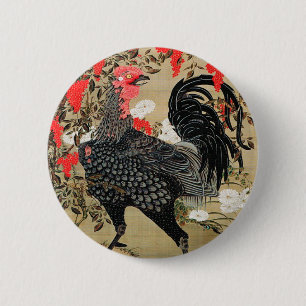 Nandina und Rooster Illustration von Ito Jakuchu Button