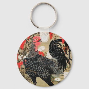 Nandina und Rooster Illustration von Ito Jakuchu Schlüsselanhänger