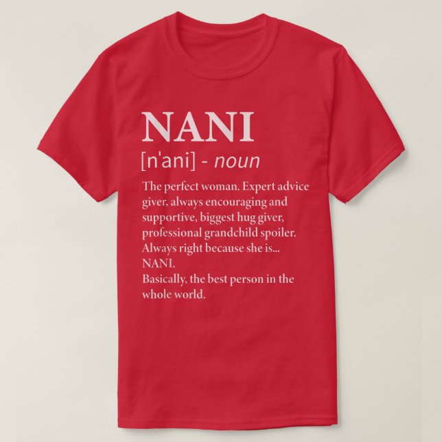 Nani Definition Oma Funny Großmutter T-Shirt (Design vorne)