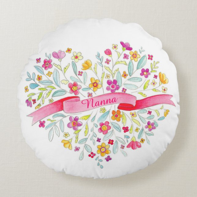Nanna Herzbuket Rundes Kissen (Vorderseite)