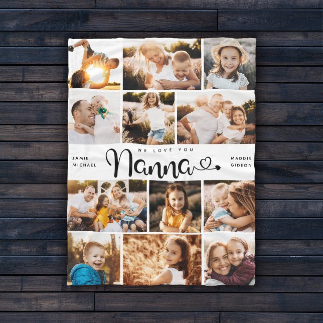 Nanna We Liebe you Hearts Modern Foto Collage Fleecedecke (Von Creator hochgeladen)