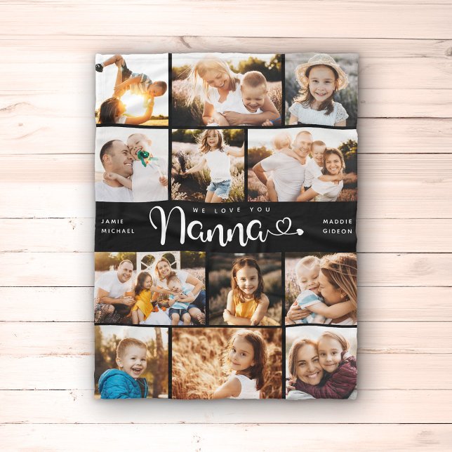 Nanna We Liebe you Hearts Modern Foto Collage Fleecedecke (Von Creator hochgeladen)