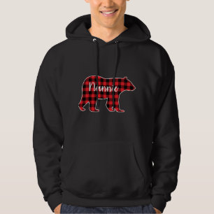 Nannie Bear Red Kariert Family Matching Christmas Hoodie