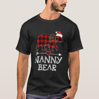 Nanny Bear Christmas Pajama Red Plaid Buffalo Fami T-Shirt