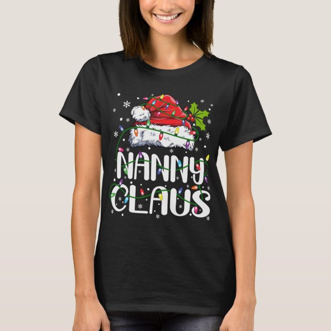 Nanny Claus Christmas Lights Pajama Family Matchin T-Shirt (Vorderseite)