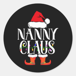 Nanny Claus Santa Lustige Weihnachts-Familien-Pyja Runder Aufkleber