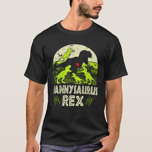 Nanny Dinosaur T Rex Nannysaurus 4 Kids Matching F T-Shirt (Vorderseite)