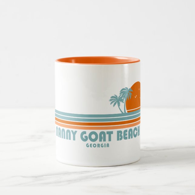 Nanny Goat Beach Georgia Sun Palm Trees Zweifarbige Tasse (Mittel)