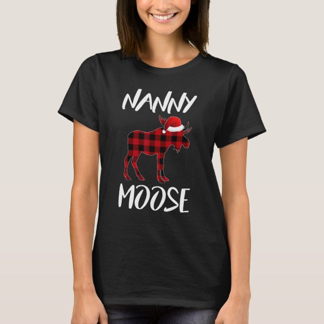 Nanny Moose Buffalo Red Kariert Santa Christmas Fa T-Shirt (Vorderseite)