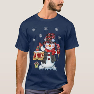 Nanny Snowman Christmas Candy Cane Red Kariert San T-Shirt