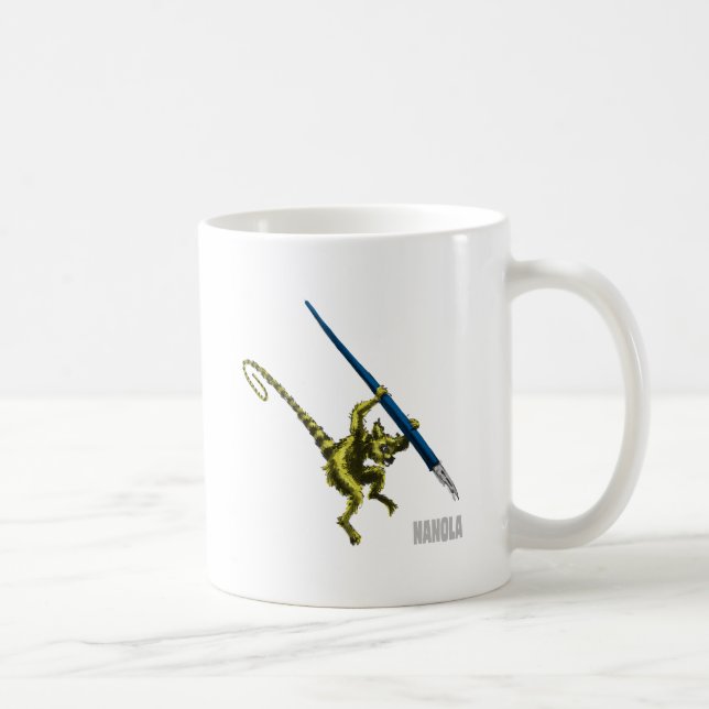 NaNoLA - Lemur mit Füllfederhalter Kaffeetasse (Rechts)