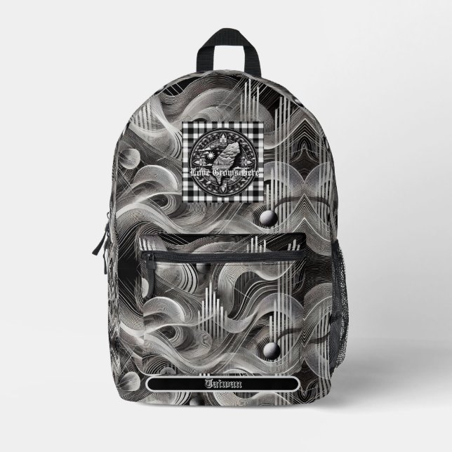 Nanometer Chip Kariert Geometric Taiwan Monogram Bedruckter Rucksack (Vorderseite)
