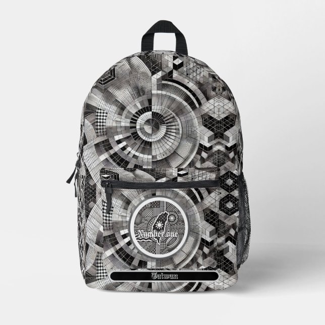 Nanometer Chip Kariert Geometric Taiwan Monogram Bedruckter Rucksack (Vorderseite)
