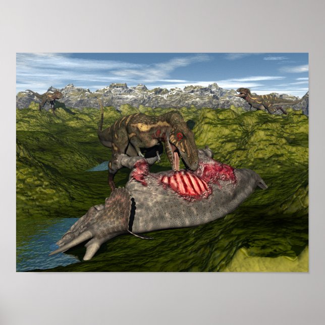Nanotyrannus aß tote Triceratops Poster (Vorne)