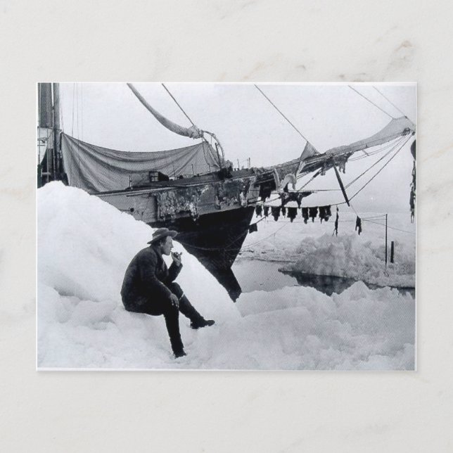 Nansen in der Arktis mit Fram Postkarte (Vorderseite)