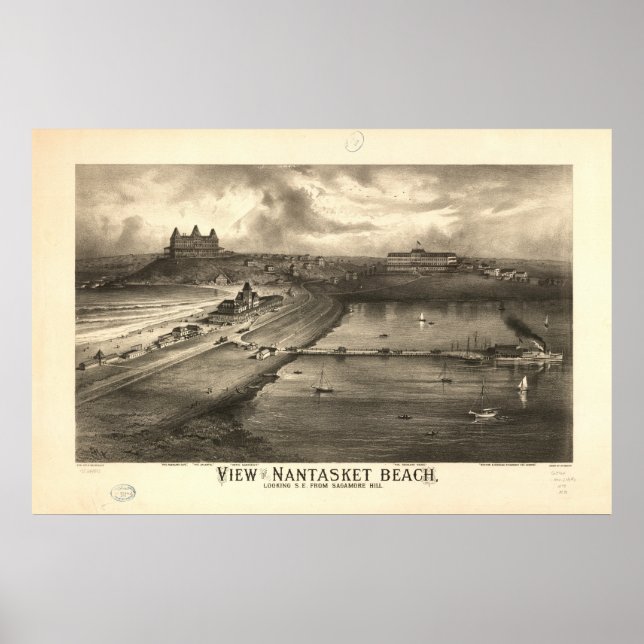 Nantasket Beach Mass. 1885 Antique Panoramabalkart Poster (Vorne)