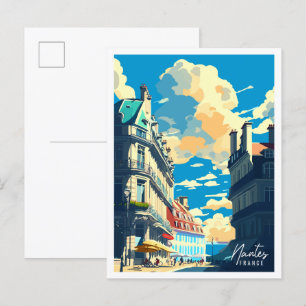 Nantes France Vintage-Illustration Postkarte