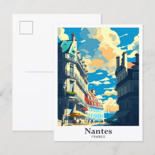 Nantes Frankreich Kunst Vintage Reiseillustration Postkarte