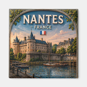 🌙 Nantes Frankreich Mondbeschienenes Schloss und  Magnet