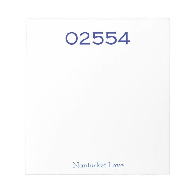 Nantucket 02554 Zip-Code Notepad Notizblock (Vorderseite)
