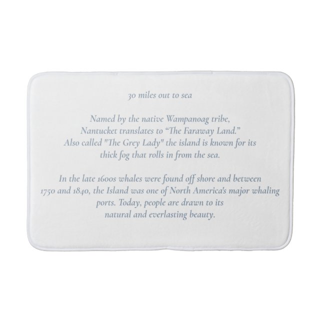 Nantucket 30 Meilen bis zur Sea Bath Mat Badematte (Vorderseite)