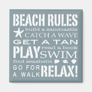 Nantucket Beach Regeln Blau & Weiß Magnet