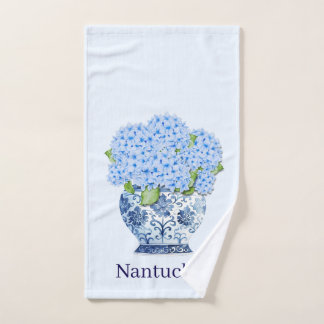 Nantucket Blaue Hortensien-Chinoiserie-Vase Handtuch