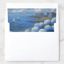 Nantucket Blaue Hortensien-Malerei Briefumschlag-E