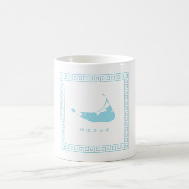 Nantucket bleu clair 02554 Code postal Café Mug (Centre)
