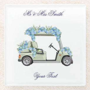 Nantucket-Blue-Blumen-Golfcart-Hochzeitsuntersetze Glasuntersetzer