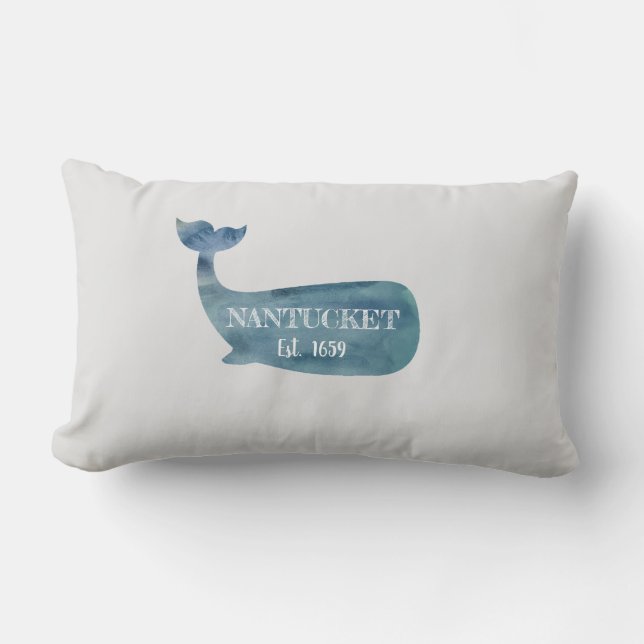 Nantucket Blue Whale Beach Lendenkissen (Vorderseite)