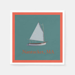 Nantucket Cat Boat. Sailboat Cocktail Napkins. Na Serviette