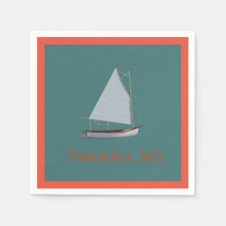 Nantucket Cat Boat. Sailboat Cocktail Napkins. Na Serviette