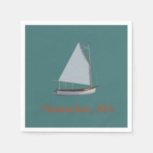 Nantucket Cat Boat. Sailboat Cocktail Napkins. Serviette