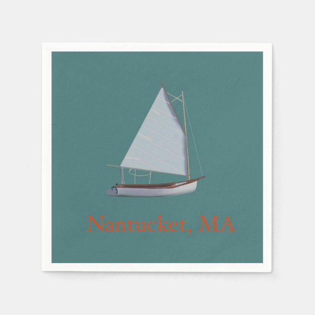 Nantucket Cat Boat. Sailboat Cocktail Napkins. Serviette (Vorderseite)