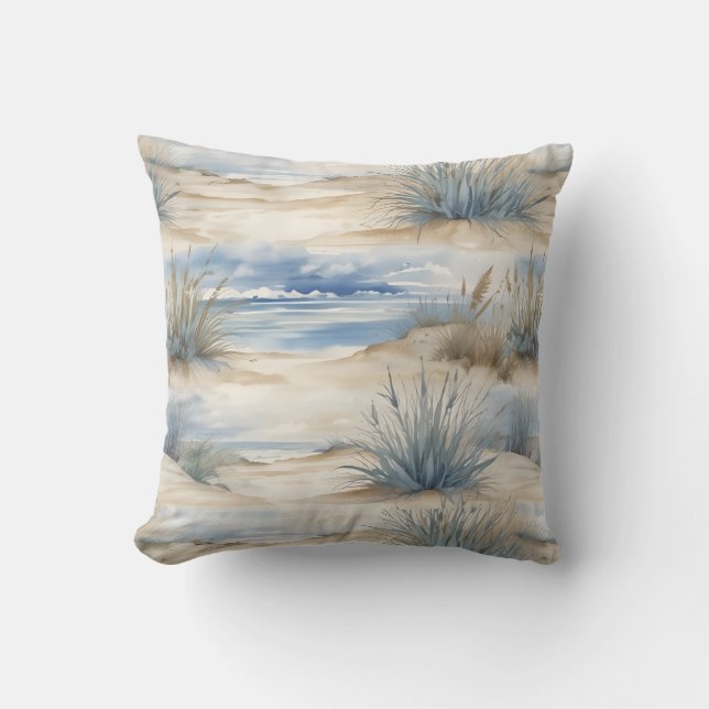 Nantucket Design Beach Aquarell Kissen (Vorderseite)