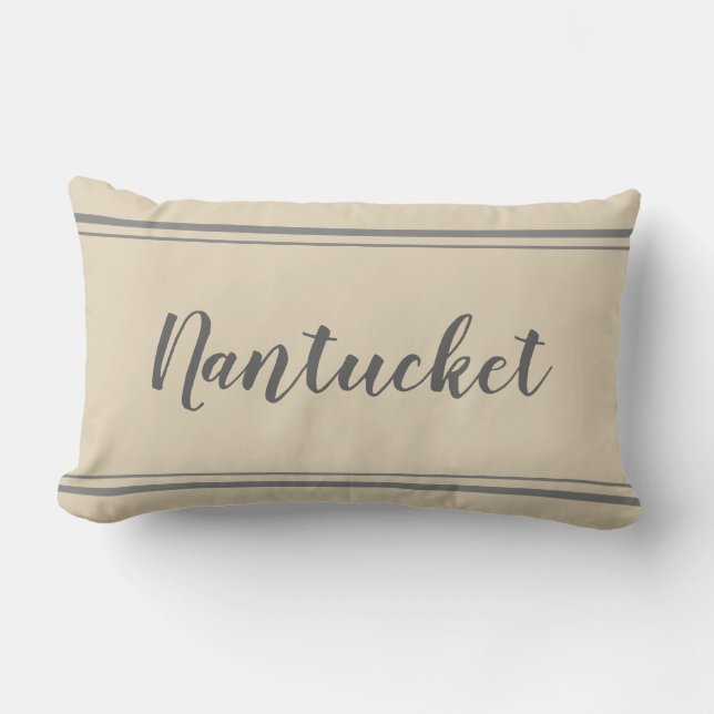 Nantucket Gris et Coussin en bande beige (Recto)