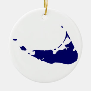 Nantucket Insel-Blau Keramik Ornament