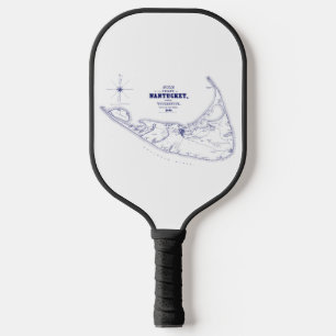 Nantucket Insel MA Vintage Karte Navy Blau Pickleball Schläger