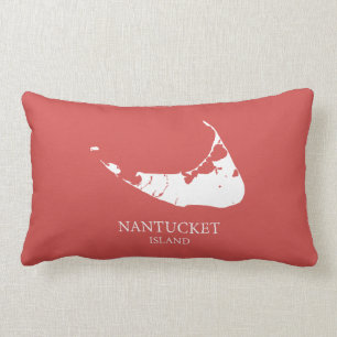 Nantucket Inselkarte Nantucket rot Lendenkissen