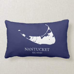 Nantucket Inselkarte navyblau Lendenkissen
