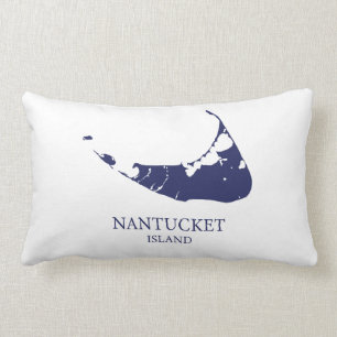 Nantucket Inselkarte navyblau Lendenkissen