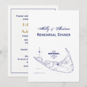 Nantucket Island MA Vintage Karte Navy Blue